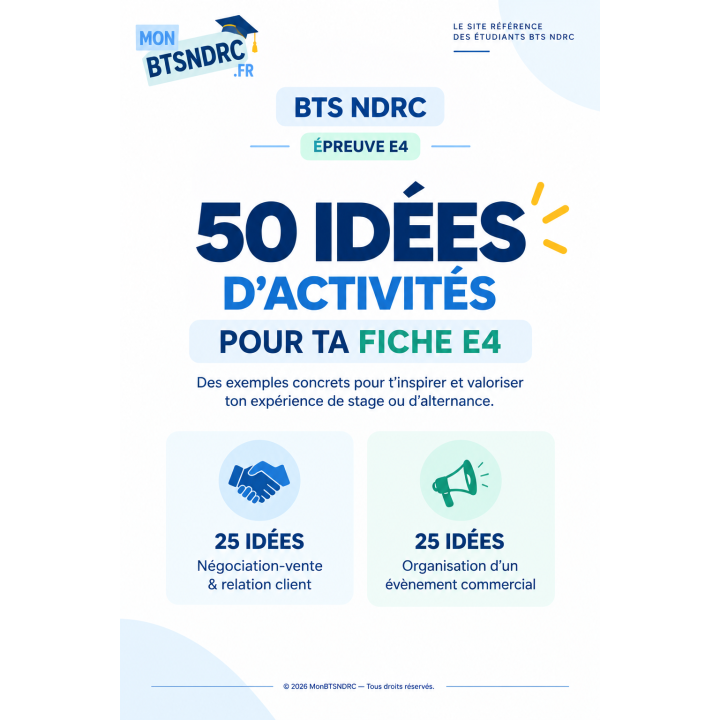 50 idées d'activités pour les fiches E4 BTS NDRC